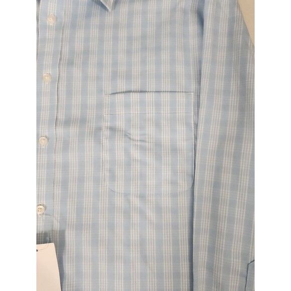 Stafford NWT Men's XL Dress Blue Plaid Button-up  17-17.5 32/33 Sweat Repel - Picture 3 of 9